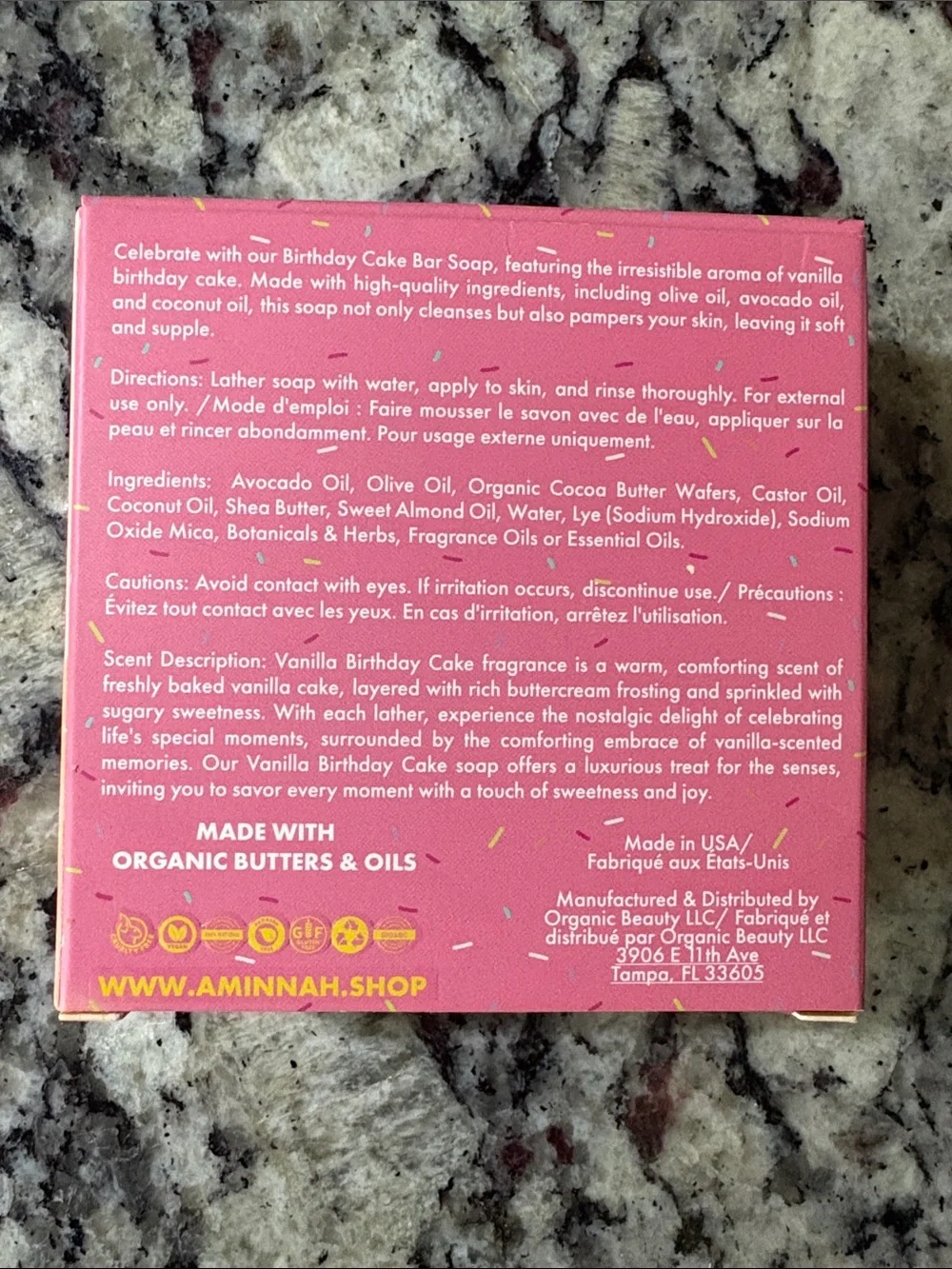 Aminnah Birthday Cake Soap Bar